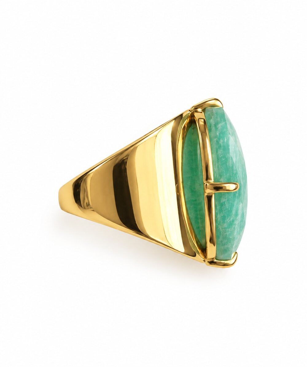 Anillo Stone Turq — Anillo de zinc con ágata turquesa