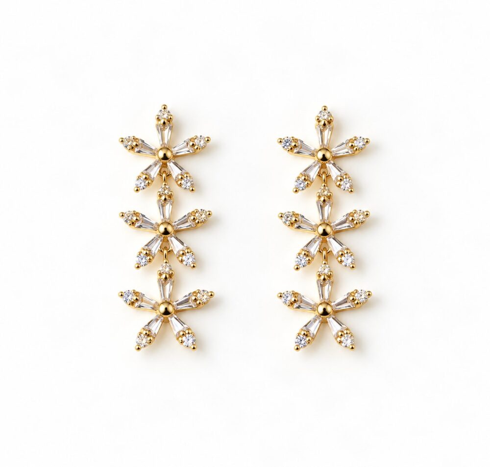 Aretes Bloom — Aretes de Cobre y Circones 1.3 cms.de Ancho 3.8 cms.de Largo