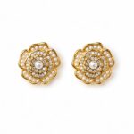 Aretes Hortensia Shine — Aretes de cobre con perlas sintéticas y circones