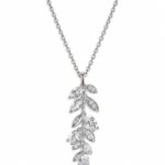 Collar Leaf — Cadena con dije de plata y circones