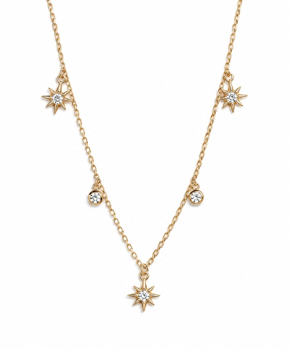 Collar Starlight — Collar de plata bañado en oro y circones